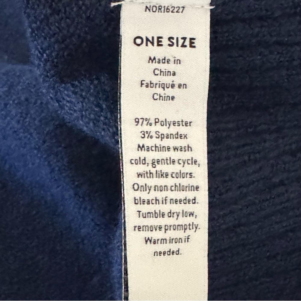 Nordstrom Ribbed Blue Stretch Polyester Blend Ruana Poncho Size OS New - Picture 14 of 15